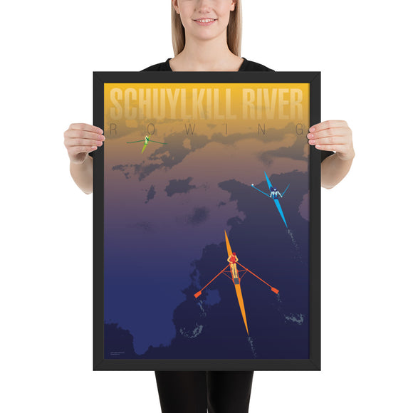 Schuylkill River – Men’s Singles Sunrise Poster – Framed