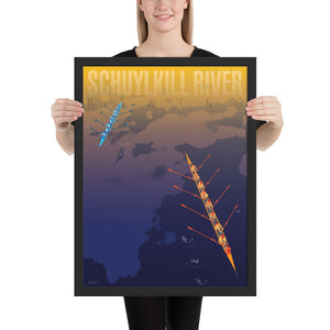 Schuylkill River – Women’s Eights Sunrise Poster – Framed